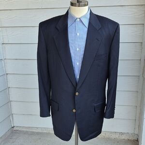 SAMUELSOHN Dark Navy Solid Loro Piana Super 110s Wool Mens Sz 44 L Sport Coat